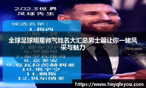 全球足球明星帅气姓名大汇总男士篇让你一睹风采与魅力